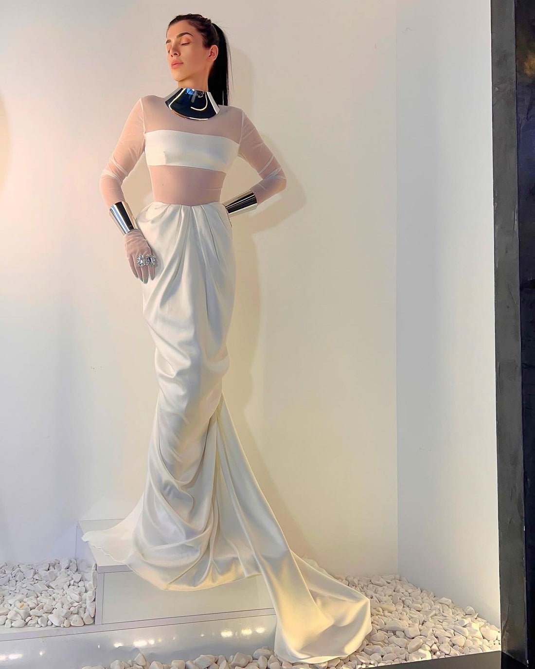strapless open back dress Grecian Modest Lavender Floral Prom Formal Evening Dress Size 12 / Other main image 0