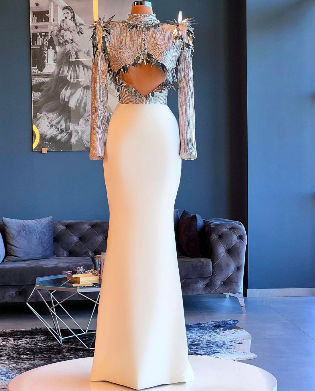 bronze formal dress with sleeves La Femme 32887 Long Prom Dress Bronze / 00