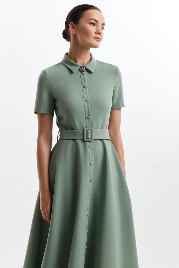 Collins Elegant High Neck Light Green Evening Dress M / Green