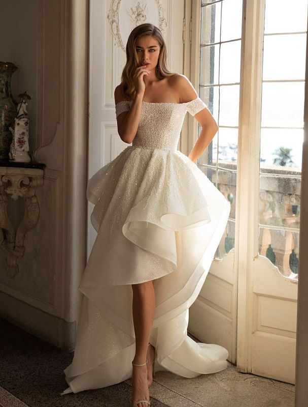 Parker Beautiful Off-Shoulder White Wedding Dress XL / White Parker Beautiful Off-Shoulder White Wedding Dress XL / White