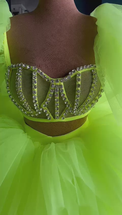Georgia Neon Green Evening Dress XXL / Neon Green Georgia Neon Green Evening Dress XXL / Neon Green