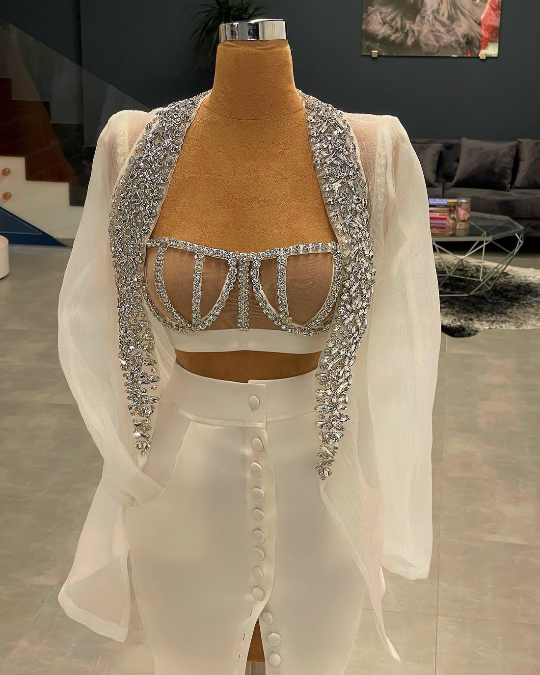 Saylor White 3 Pieces Elegant Evening Dress – D&D Clothing