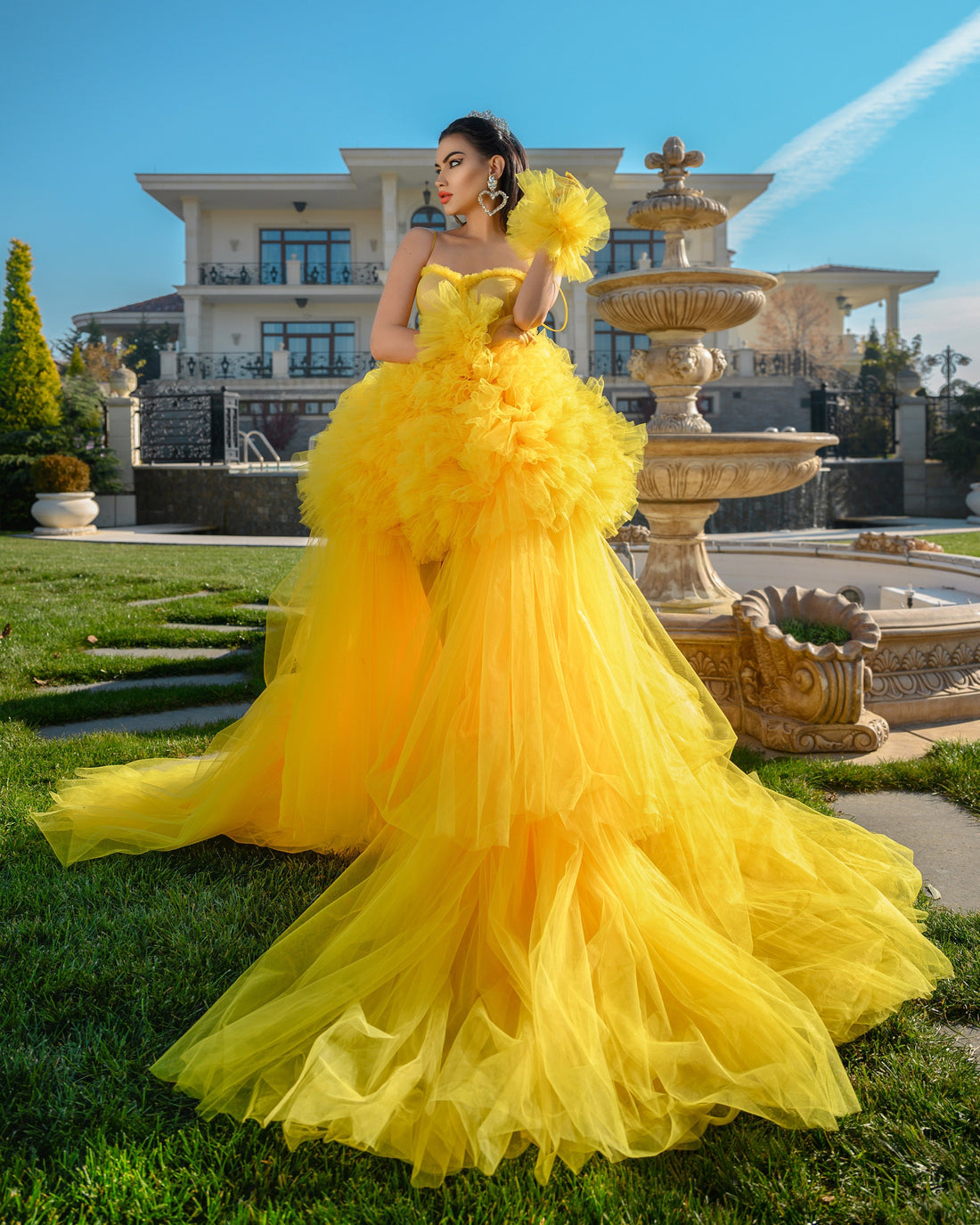 Flounced Evening Dress | Evening Dress XS / Yellow Flounced Evening Dress | Evening Dress XS / Yellow