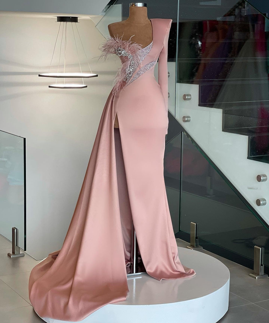 One arm evening sales gown