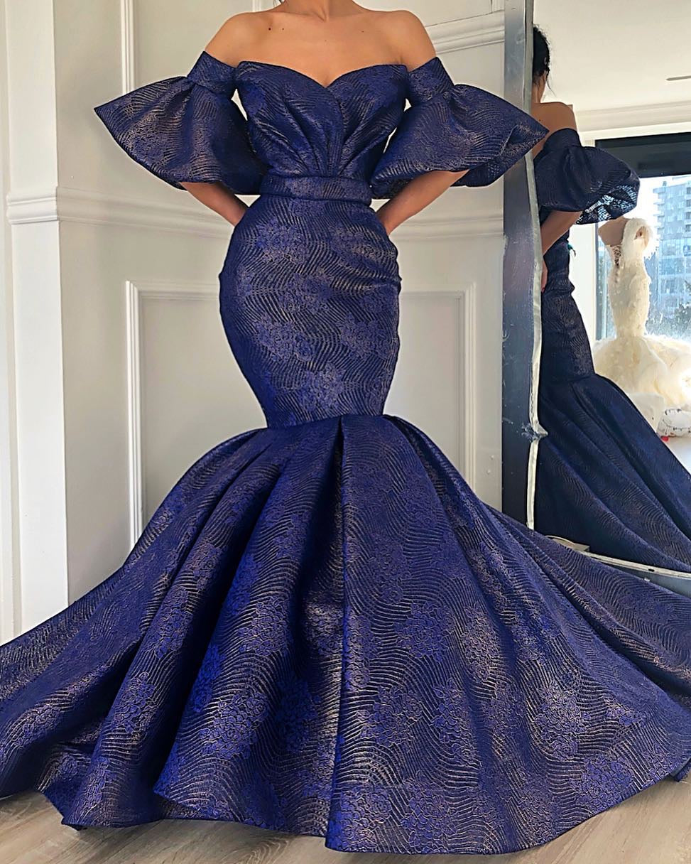 Nina Blue Prom Dresses Off-Shoulder Evening Dress Xs / Purple
