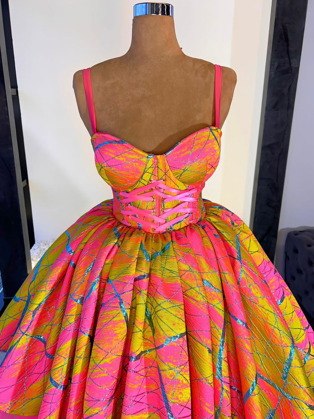 open lace back dress Lara Elegant Multicolour Evening Dress M / Multicolour
