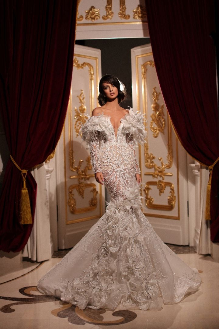 Willow Elegant Sleeve White Wedding Dress L / White