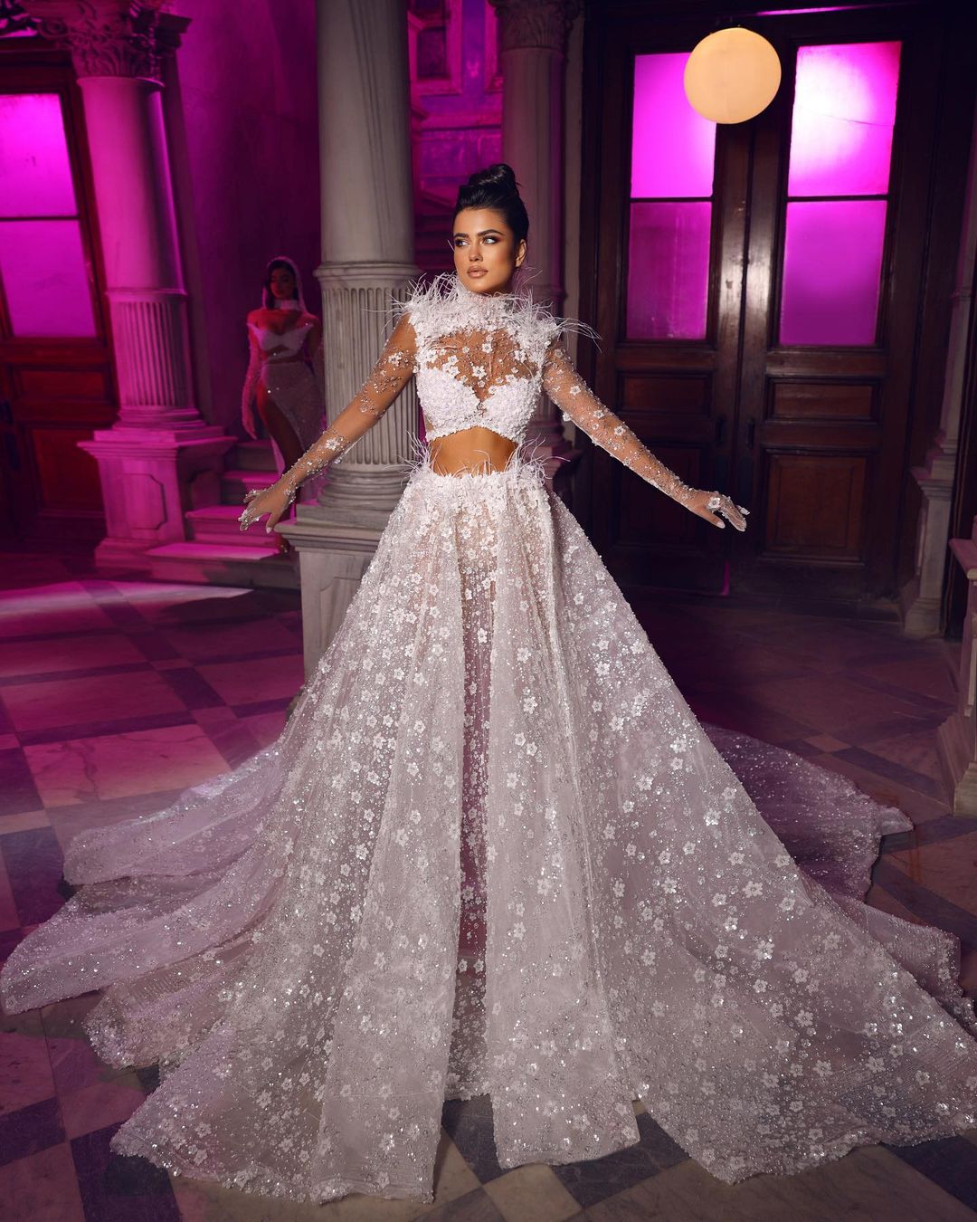 Bell Sleeve Shimmer Wedding Dress | Wedding Gowns XL / White Bell Sleeve Shimmer Wedding Dress | Wedding Gowns XL / White