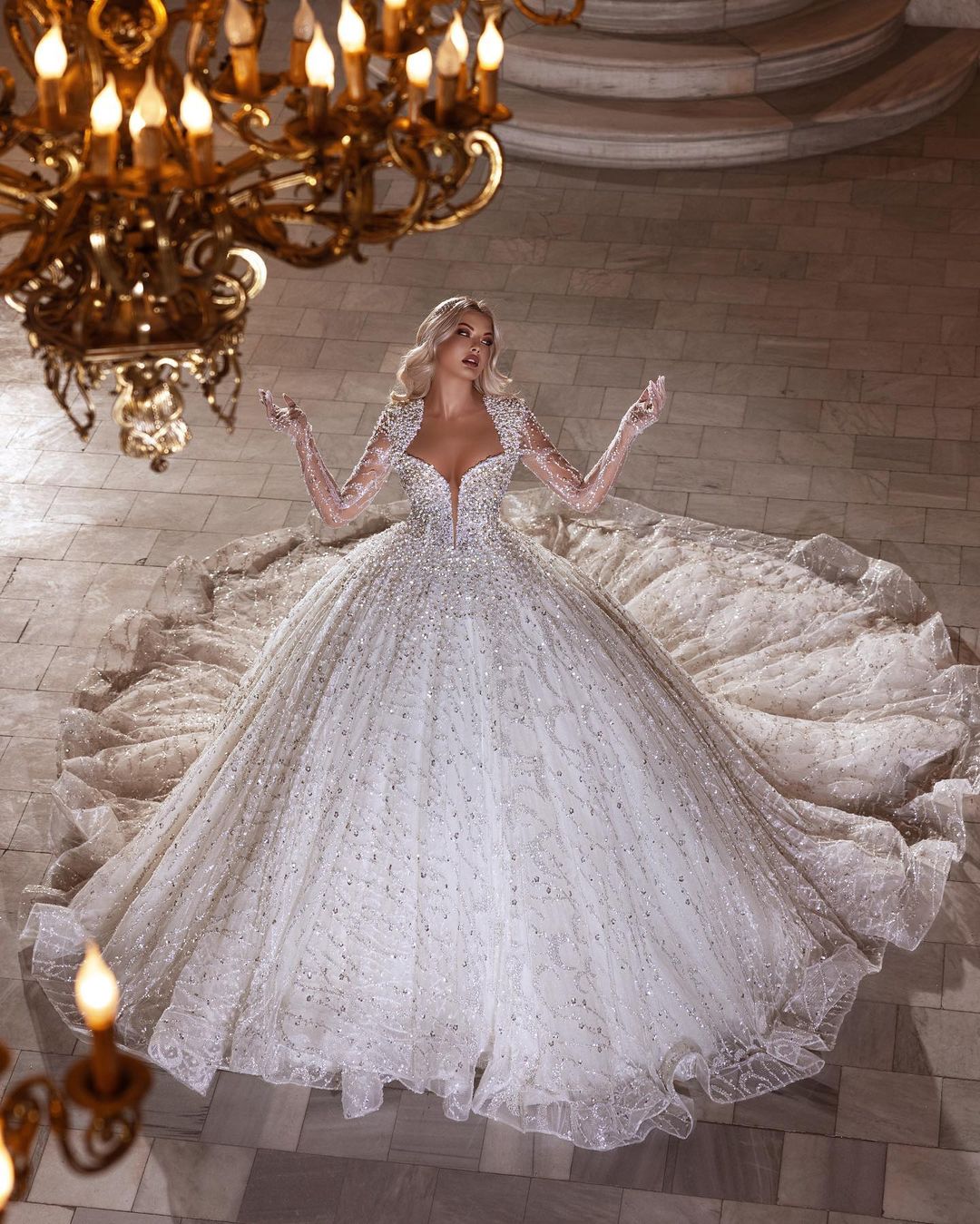 Elanna Luxury White Wedding Dress XXXL / White, image size:1080x1349