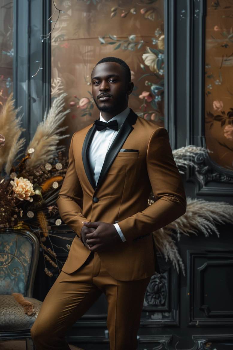 Caleb High Quality Golden slim Fit Men Tuxedos Suit XXL / MADE TO MEASURE / 100% Pure Wool Caleb High Quality Golden slim Fit Men Tuxedos Suit XXL / MADE TO MEASURE / 100% Pure Wool