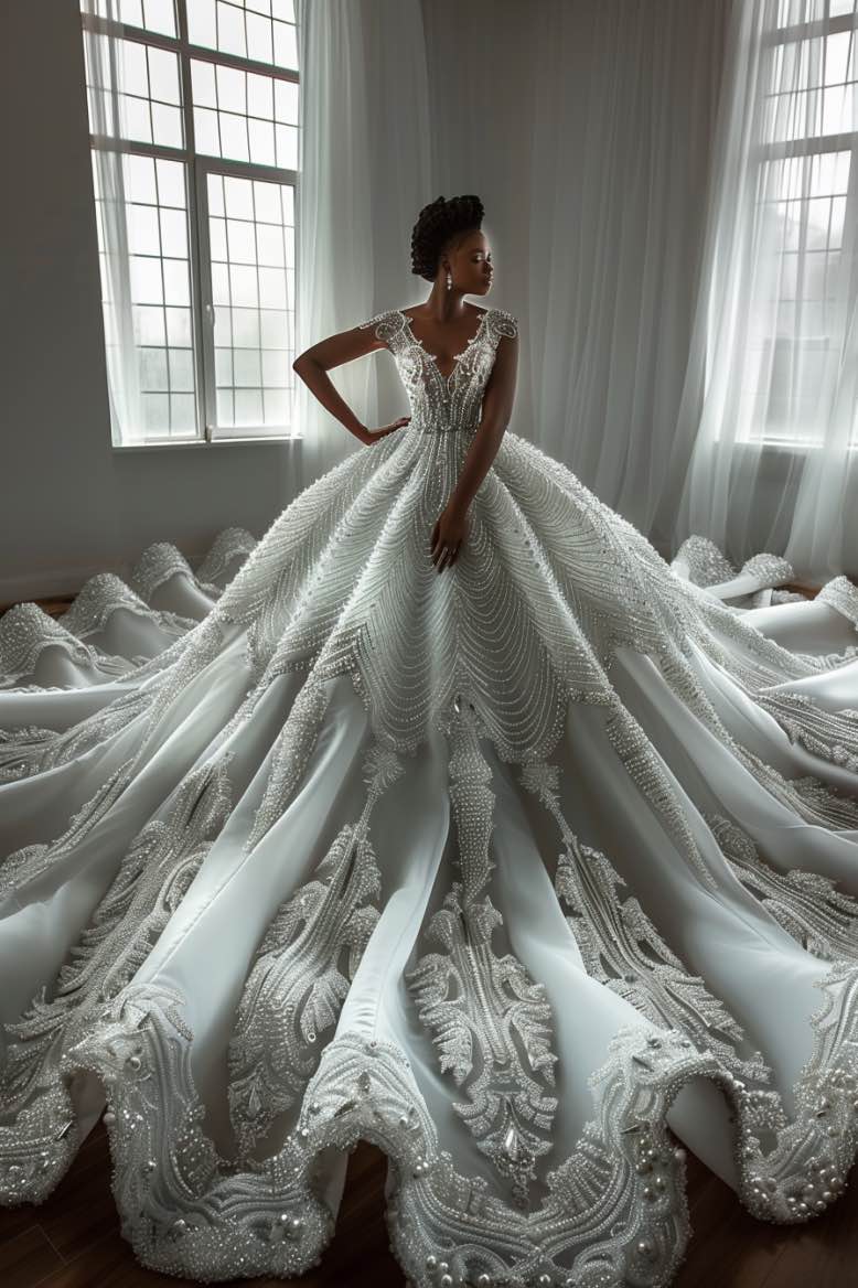 A-Line Off-White Satin Wedding Dress