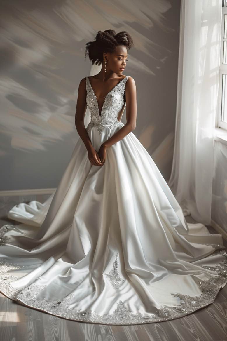 sparkly princess wedding dress Luxury Long Glitter Wedding Dresses Princess with Lace BMBRIDAL