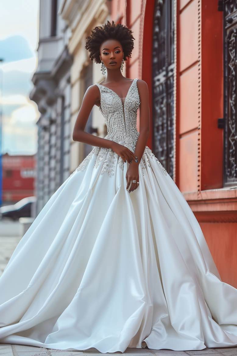 knee length dresses for ladies Luxury Ball Gown Burgundy Cap Sleeves Dazzling Beading Top Tulle Wedding  Dress main image 1