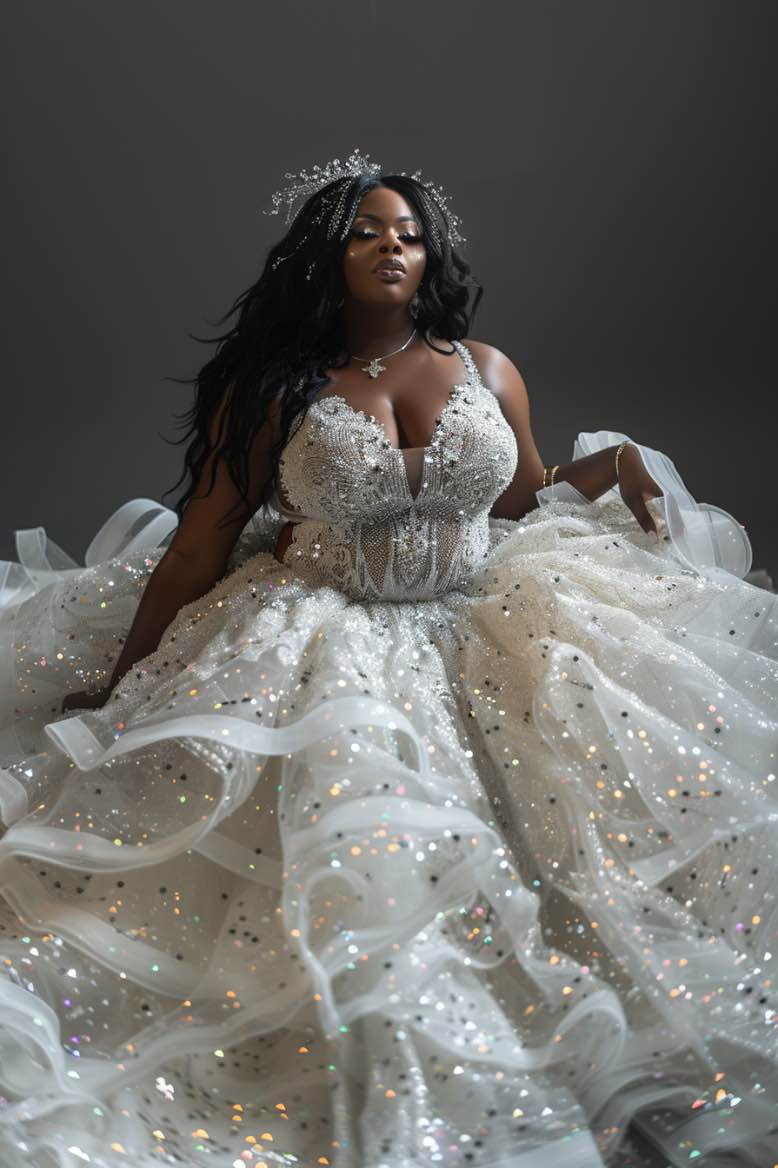Lottie Elegant Sequin White Ball Gown Wedding Dress Made to Measure / White Lottie Elegant Sequin White Ball Gown Wedding Dress Made to Measure / White