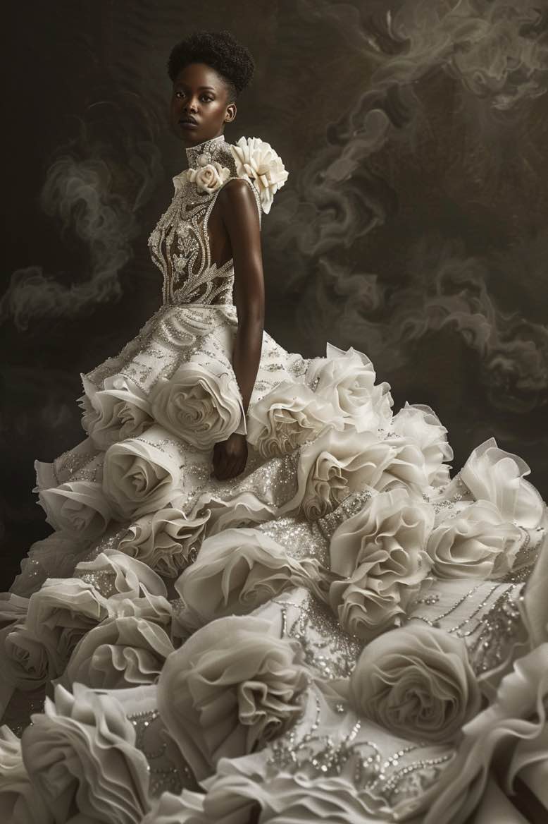 Orla Champagne Princess High Neck flowers Cream Ball Gown Wedding Dres D&D Clothing Orla Champagne Princess High Neck flowers Cream Ball Gown Wedding Dres D&D Clothing