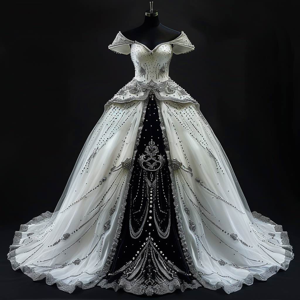 Lily Sparkly Princess Off Shoulder Touch White Ball Gown Wedding Dress ...