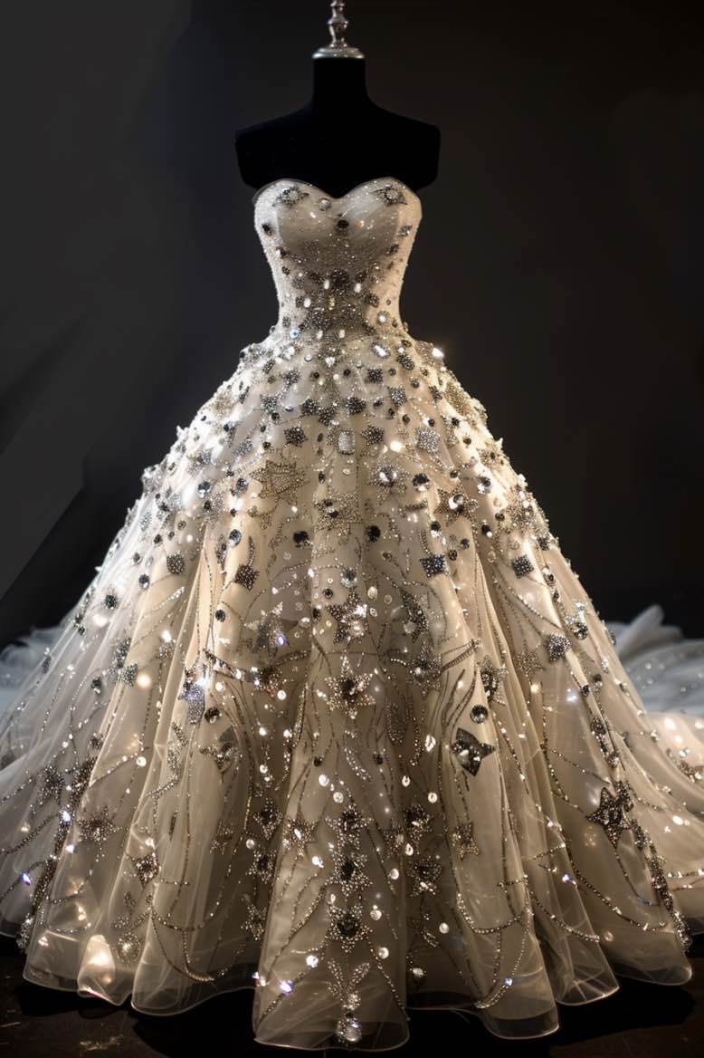 White Ball Gown Off the Shoulder Wedding Dress With Bow main image 1