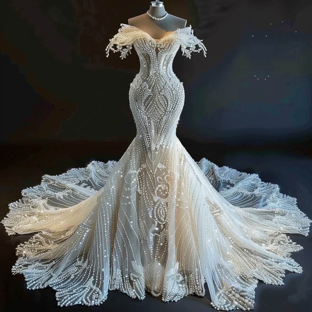 Annabelle Sexy Exquisite Off Shoulder White Mermaid Gown Wedding Dress L / White Annabelle Sexy Exquisite Off Shoulder White Mermaid Gown Wedding Dress L / White