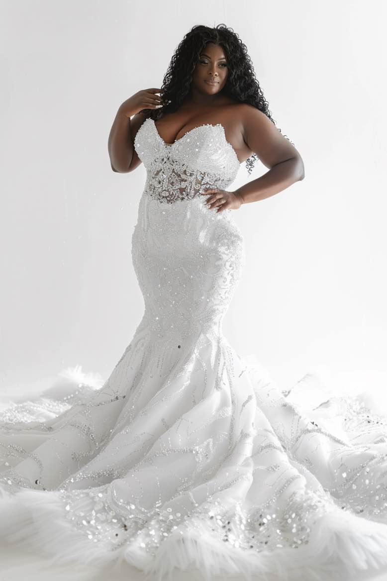 mermaid wedding dress under 100 Ariella Sparkly Princess Off Shoulder White Mermaid Gown Wedding Dress L / White