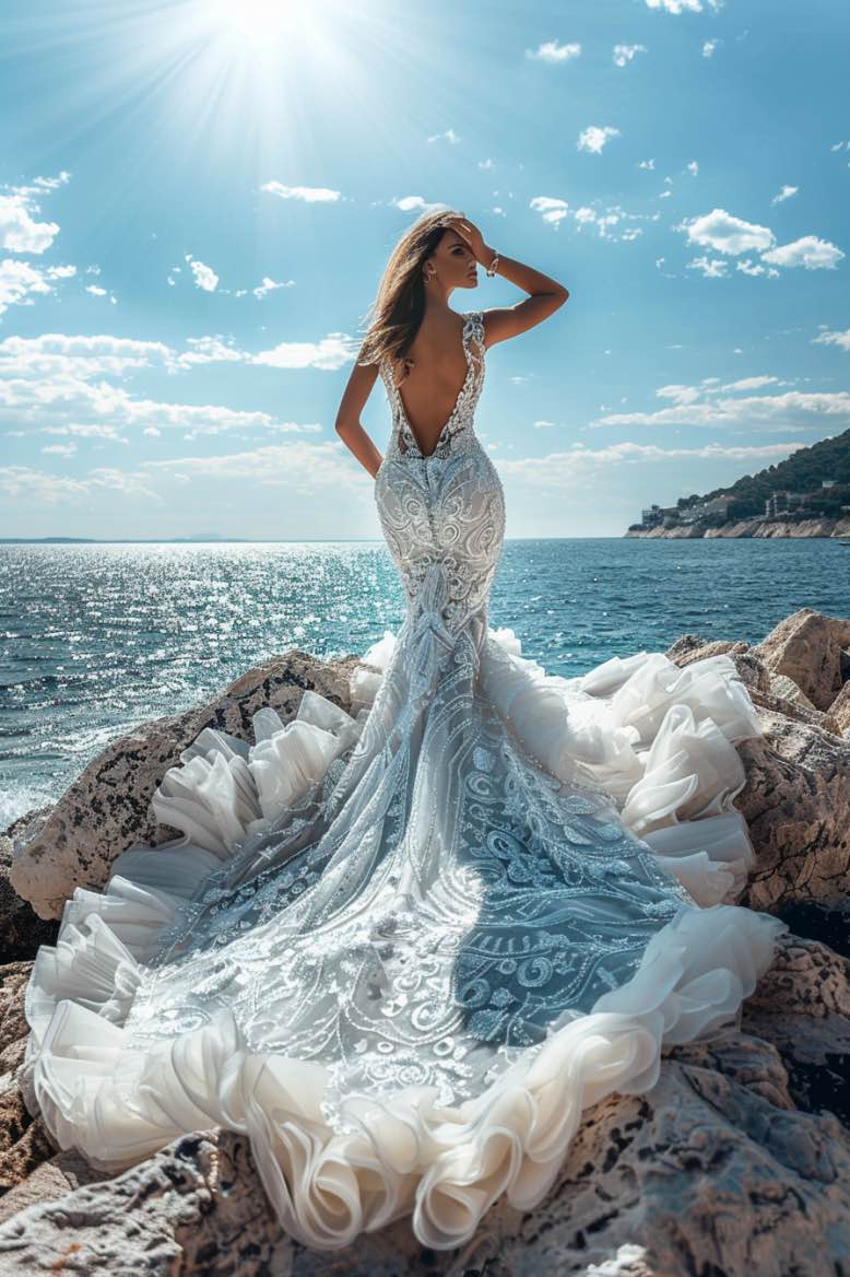 Lucia Luxurious Princess Off Shoulder White Mermaid Gown Wedding Dress S / White Lucia Luxurious Princess Off Shoulder White Mermaid Gown Wedding Dress S / White