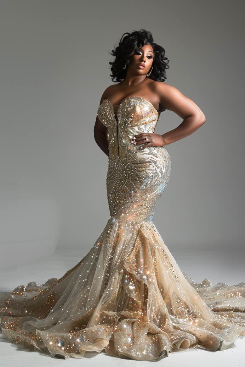 mermaid gold wedding dresses MARCELINE Wedding Dress