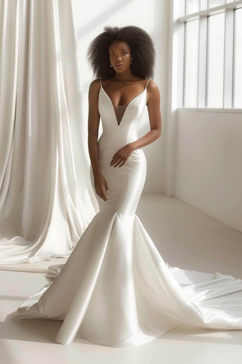 katies princess dresses Katie Champagne Princess White Mermaid Gown Wedding Dress XL / White