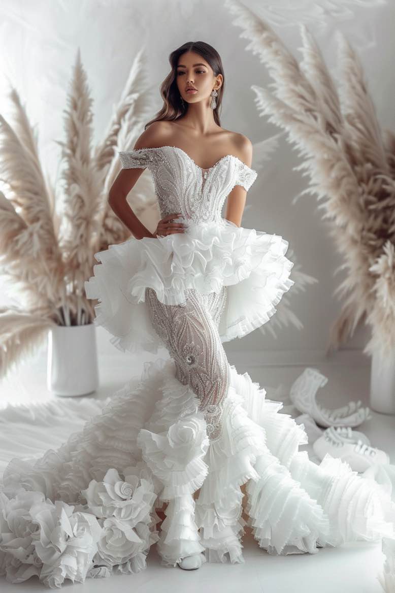 sparkly princess wedding dresses White Solid Glitter Off Shoulder Bridal Gowns measured at back Princess wedding dress sparkly |