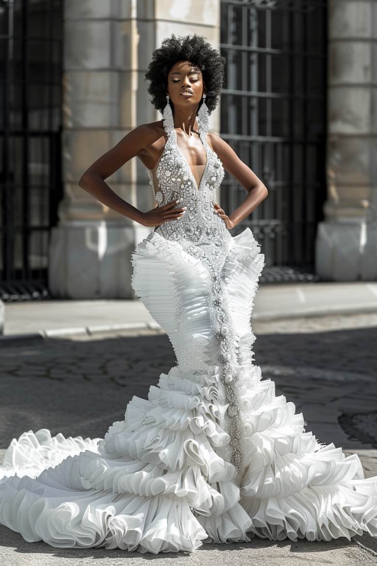 Polly Champagne Princess White Mermaid Gown Wedding Dress S / White