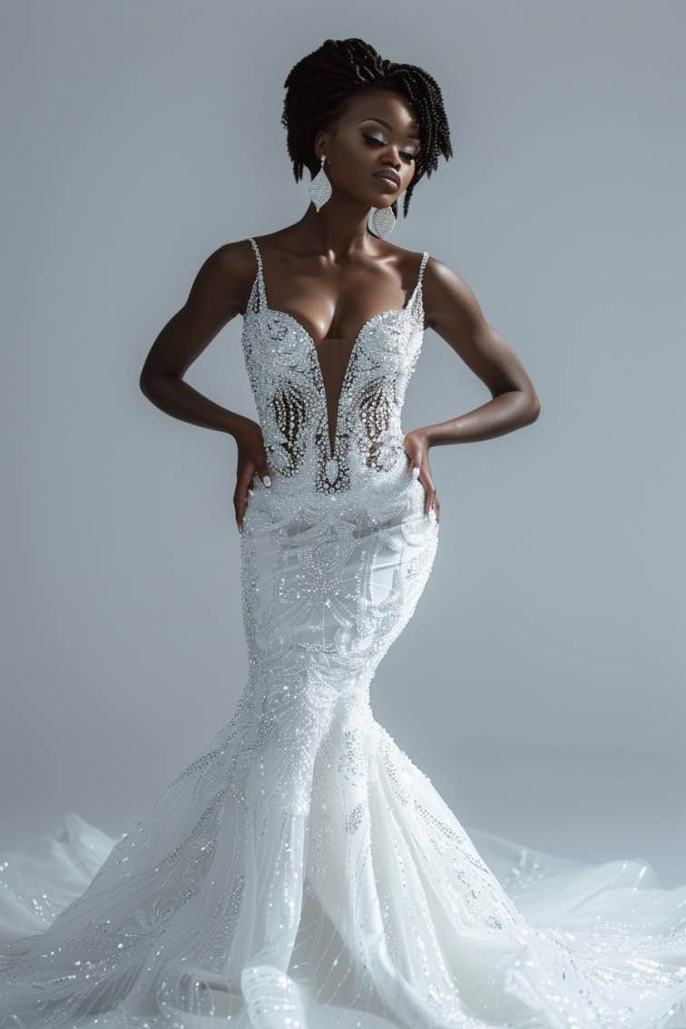 Isobel Exquisite White Mermaid Gown Wedding Dress XL / White