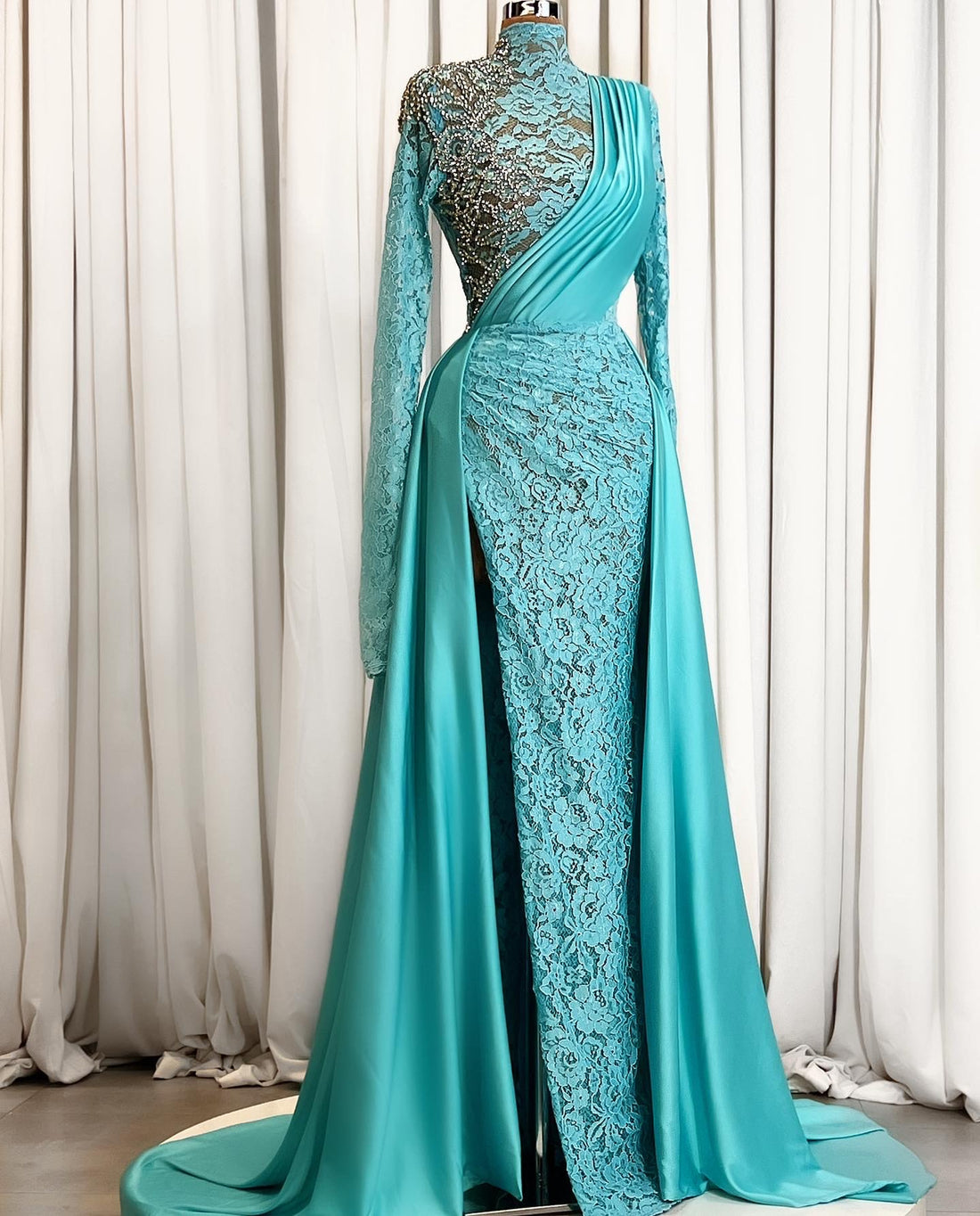 fitted lace wedding dress Long Fitted African Lace Gown