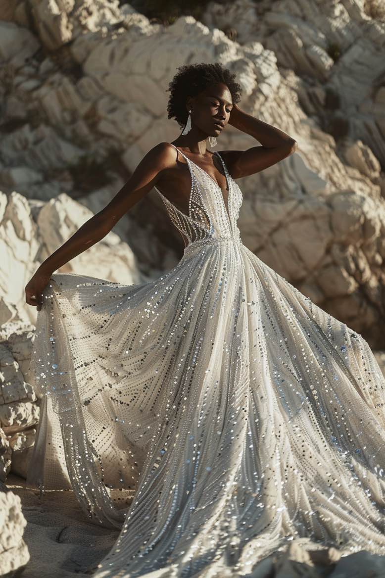 Gracie Sexy Exquisite White Boho Gown Wedding Dress L / White Gracie Sexy Exquisite White Boho Gown Wedding Dress L / White