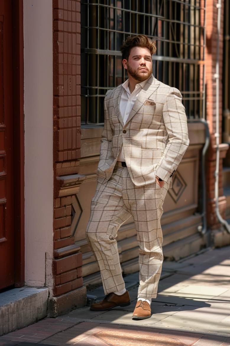 Evren GROOM Cream Plus Size Men Beautiful Suit MADE TO MEASURE / M / 100% Pure Wool Evren GROOM Cream Plus Size Men Beautiful Suit MADE TO MEASURE / M / 100% Pure Wool