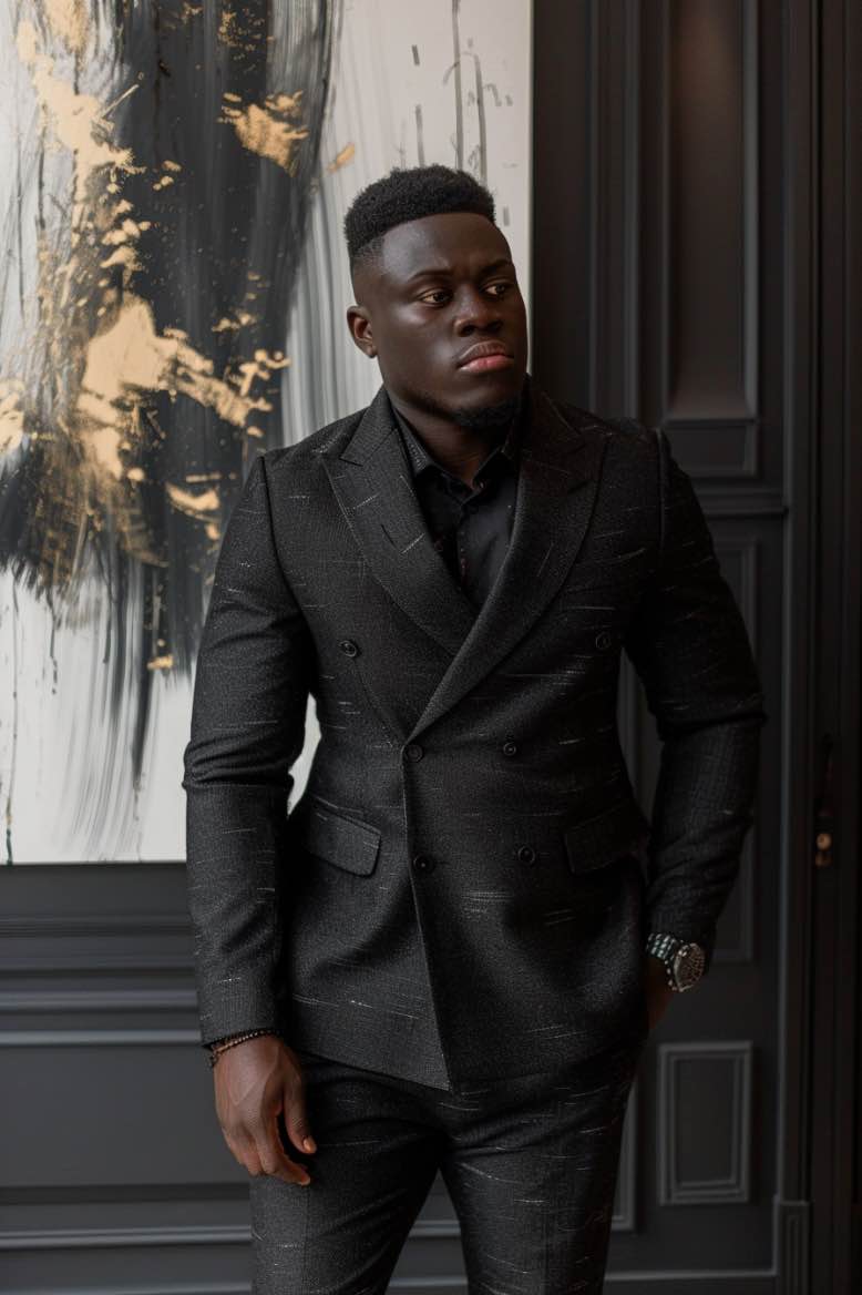 Levi Modern Look Black Plus Size Men Beautiful Suit XXXL / Xs / 100% Pure Wool