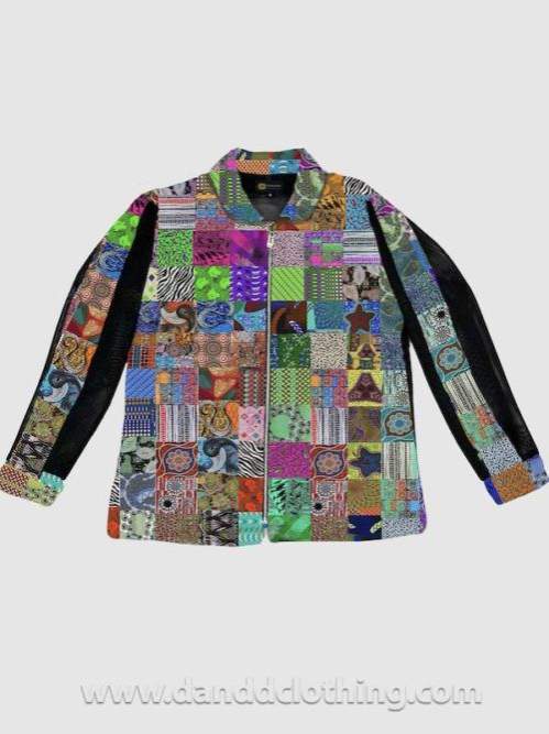 Jacket Multi Print Patch D&D-African Wear for Men,Jackets,Men Jackets,Multicolor
