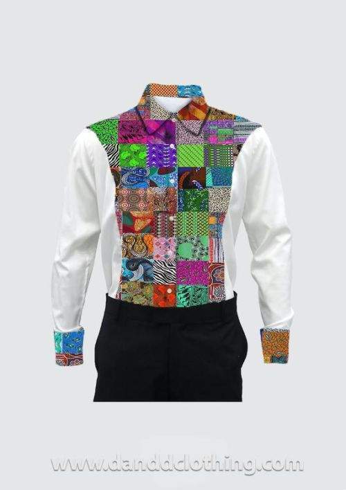 patterned back dress shirts WRKNY Men's Floral Inkblot Performance Dress Shirt Slim Fit 17 White/Blue