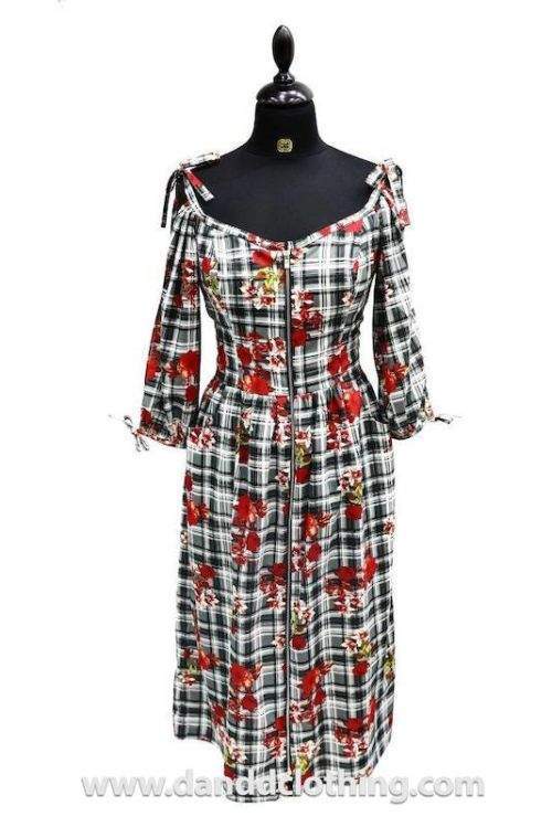 Grey Dress from Silky Fabric with Flowers Xs / Multicolor / Stretchy
