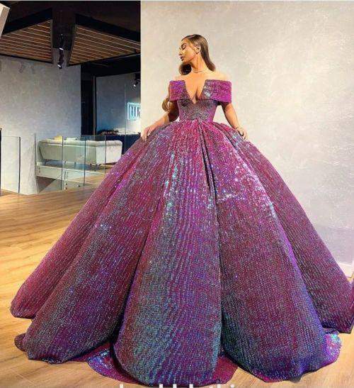 Luxury Evening Dress Violet Ballgown XXL / Violet / Lace Luxury Evening Dress Violet Ballgown XXL / Violet / Lace
