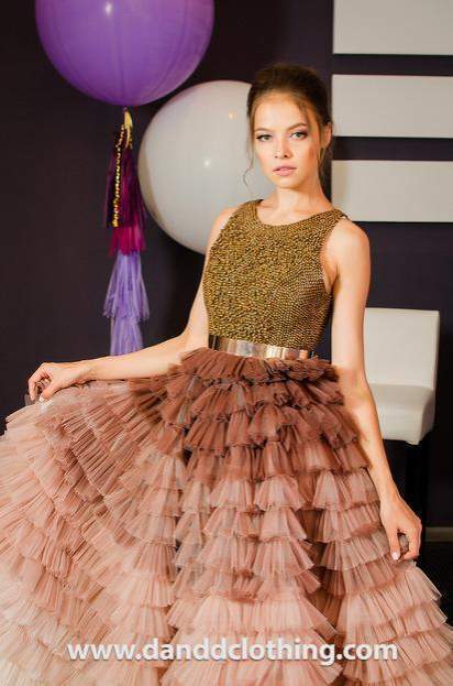 Luxury Evening Dress Light Brown Shades XL / Brown / Lace Luxury Evening Dress Light Brown Shades XL / Brown / Lace