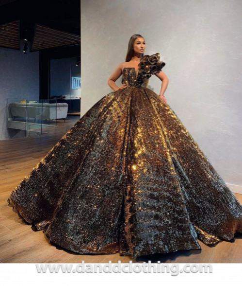 Luxury Evening Dress Princess Black Gold M / Black / Lace Luxury Evening Dress Princess Black Gold M / Black / Lace