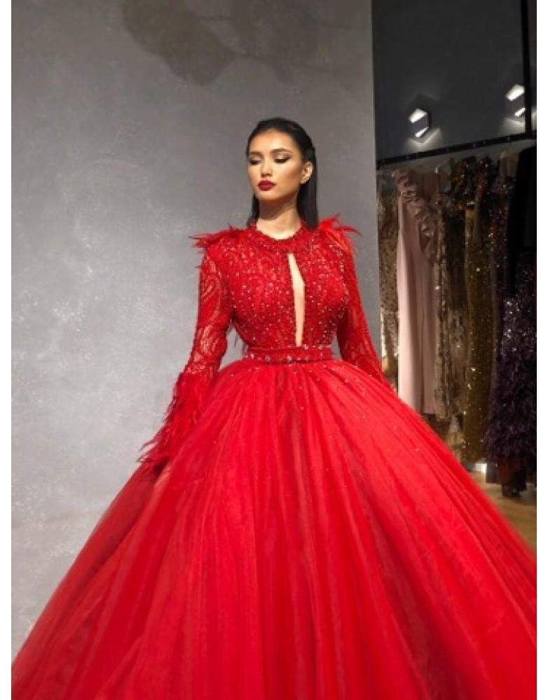 Luxury Evening Red Princess Gown