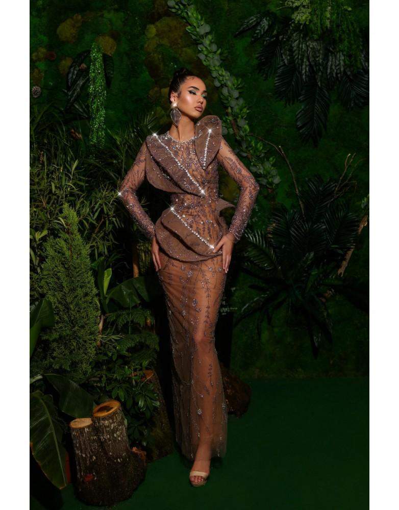 Luxury Evening Dress Dark Brown Luxury Evening Dress Dark Brown