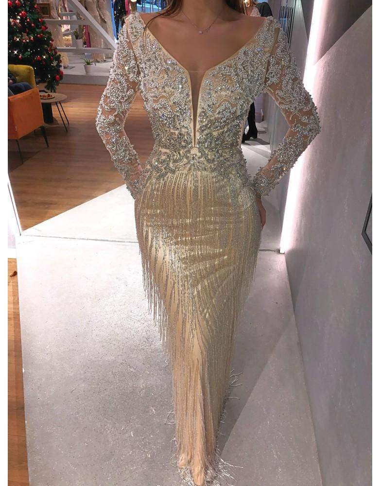 Luxury Evening Dress with Silver Touch XL Luxury Evening Dress with Silver Touch XL