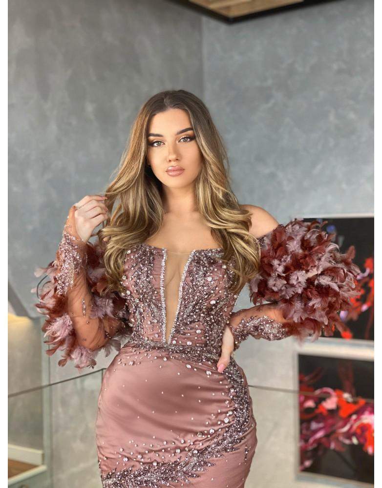 Luxury Evening Gown Maroon Shades XXL / Maroon / Lace Luxury Evening Gown Maroon Shades XXL / Maroon / Lace