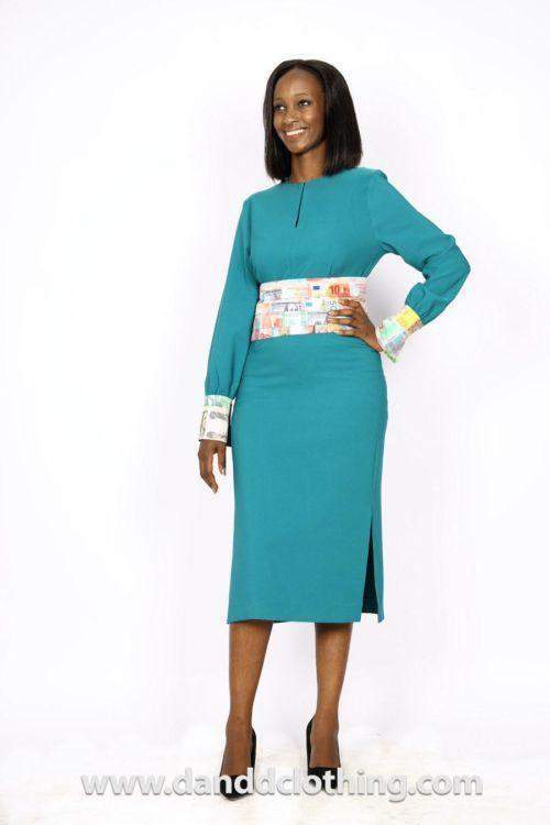 ladies dress for office Green Silky Office Dress