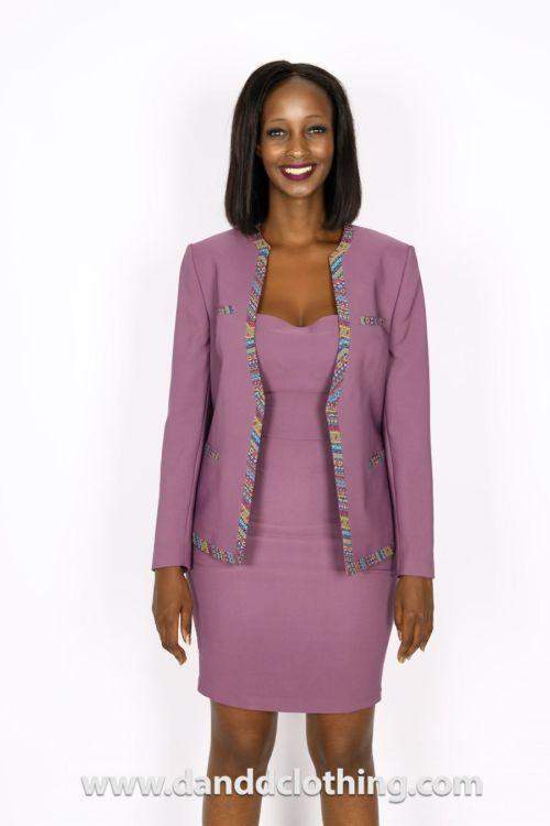 African dress suit Labyrinth print XL / Pink / Stretchy African dress suit Labyrinth print XL / Pink / Stretchy