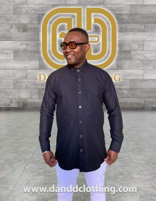 Pleats-Detailed Classic Black Shirt