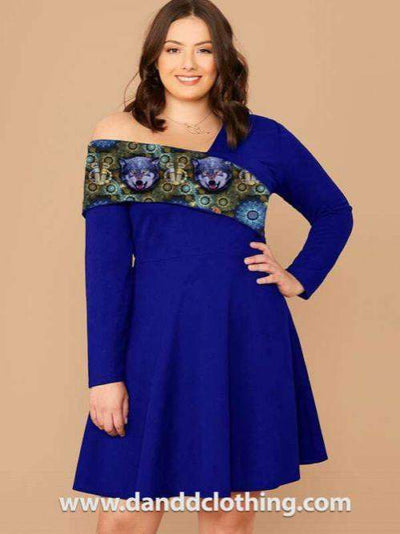 Blue African Short Dress-AFRICAN WEAR FOR WOMEN,Blue,Dresses