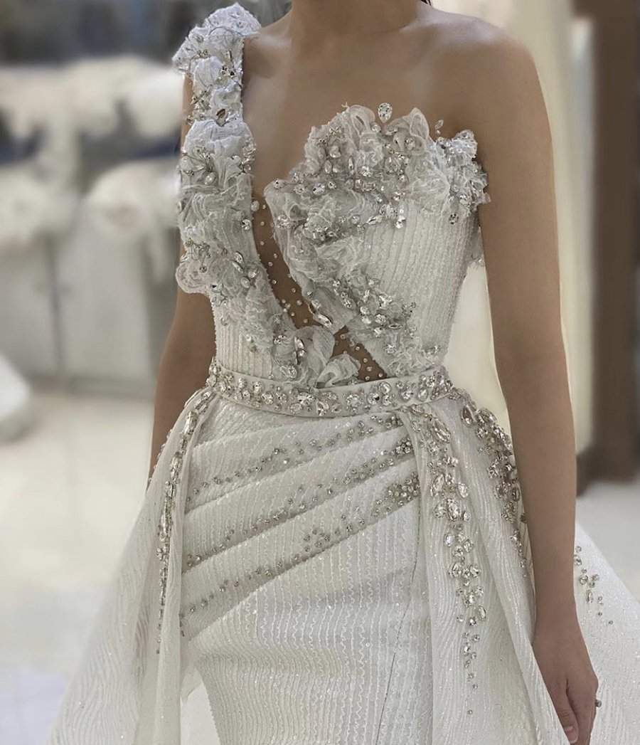 Wedding Dress With Swarovski Stones L / White Wedding Dress With Swarovski Stones L / White