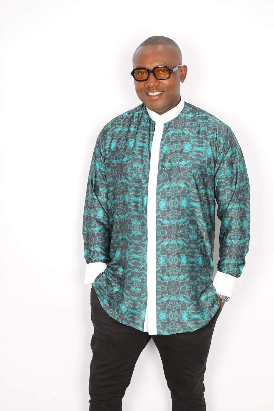 African Silk Shirt Green Long Sleeve | African Clothing for Men S / Green / Silk African Silk Shirt Green Long Sleeve | African Clothing for Men S / Green / Silk