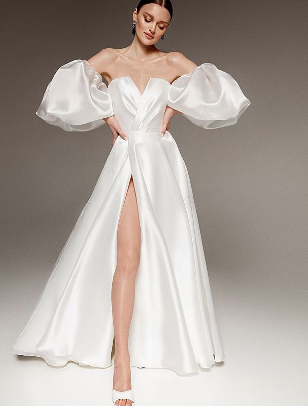 Short Puffy Sleeves White Wedding Dress Short Puffy Sleeves White Wedding Dress